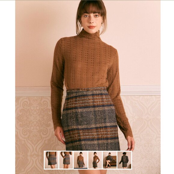 Rihoas The Brown Natural Waisted Striped Mini Skirt - Picture 3 of 6